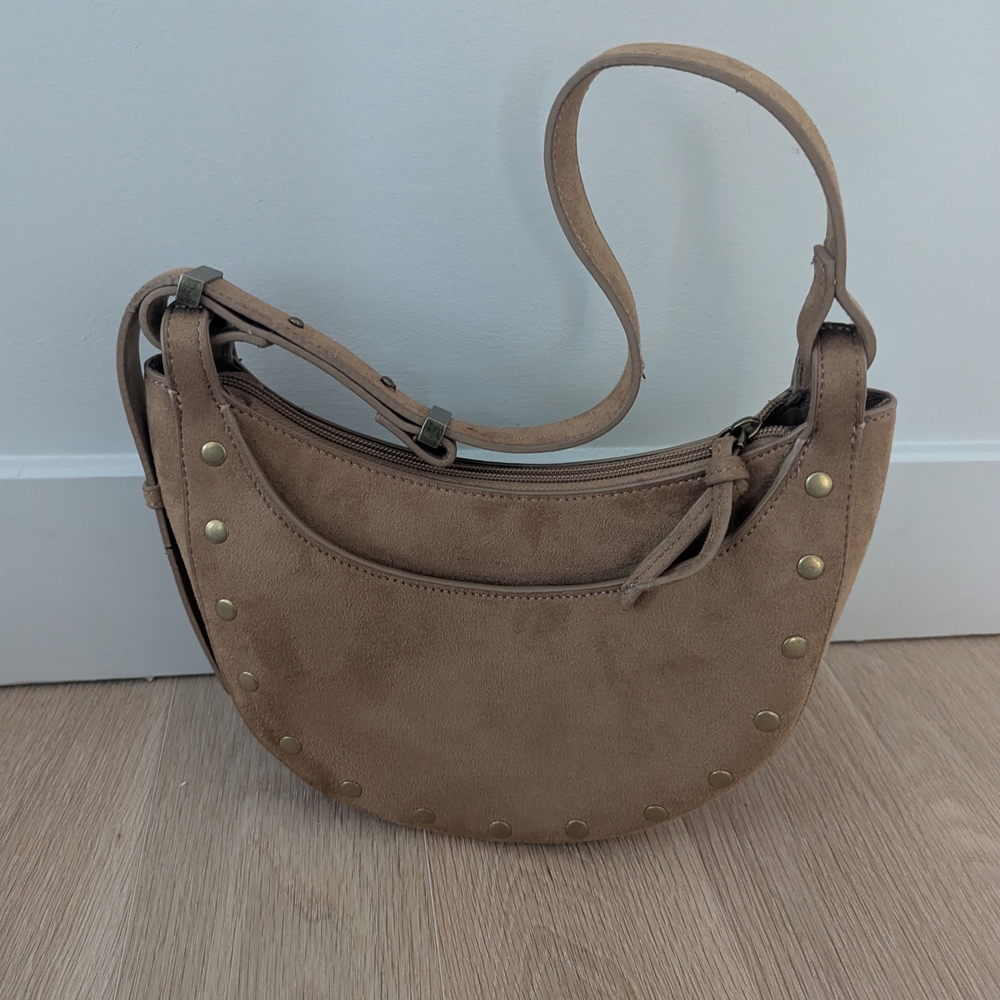 Brand New Abercrombie & Fitch Beige Suede Shoulder Bag